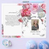 BiFold Pink & Grey Rozen Funeral Programme Flyer (Enkel)