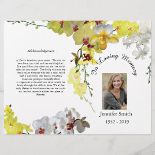 BiFold Yellow Orchids Funeral Program Flyer
