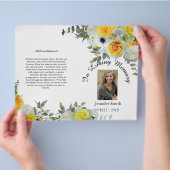 BiFold Yellow Roses Funeral Programme Flyer (Hand)