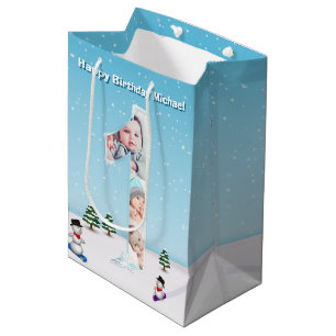 Big 1st Birthday Winter Snow Ice Photo Collage Medium Cadeauzakje