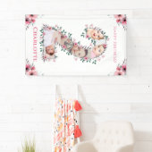 Big 2nd Birthday Girl Foto Collage Pink Flower Spandoek (Insitu)