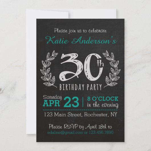 Big 30th Birthday Invitation Kaart (Voorkant)