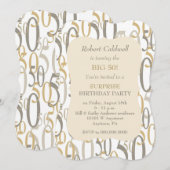 Big 50 Gold Birthday Party Kaart (Voorkant / Achterkant)