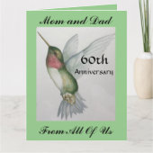 BIG 60th Mama En Papa Happy Jubileum Hummingbird Kaart (Voorkant)