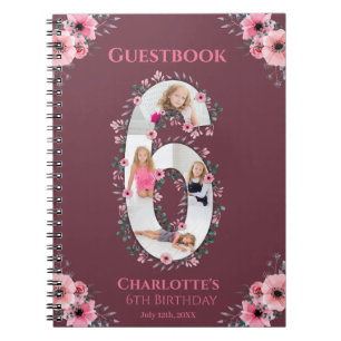 Big 6th Birthday Girl Photo Pink Flower livre d'in