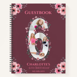 Big 6th Birthday Girl Photo Pink Flower livre d'in