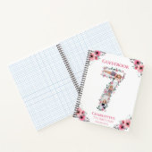 Big 7th Birthday Girl Foto roze flower Guest Book Notitieboek (Binnen)