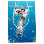 Big 7th Birthday Photo Collage under Zee Medium Cadeauzakje (Voorkant)