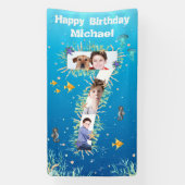 Big 7th Birthday under the Zee Photo Collage Spandoek (Verticaal)