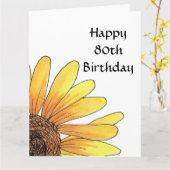 Big 80th Birthday Card Kaart (Gele Bloem)
