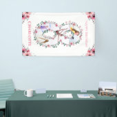 Big 8th Birthday Girl Foto Collage Pink Flower Spandoek (Beurs)