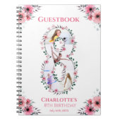 Big 8th Birthday Girl Foto roze flower Guest Book Notitieboek (Voorkant)