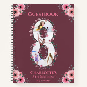 Big 8th Birthday Girl Photo Pink Flower livre d'in