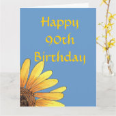 Big 90th Birthday Kaart (Gele Bloem)