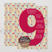Big 9 Birthday Party Invitation Kaart (Voorkant / Achterkant)