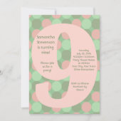 Big 9 Invitations de fête d'anniversaire, rose et  (Devant)