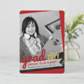 Big Afstudeerder Scribbles Foto Modern Graduation Kaart (Staand voorkant)