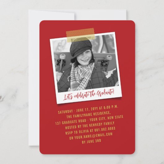 Big Afstudeerder Scribbles Foto Modern Graduation Kaart (Achterkant)