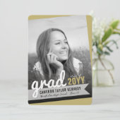 Big Afstudeerder Scribbles Foto Modern Graduation Kaart (Staand voorkant)