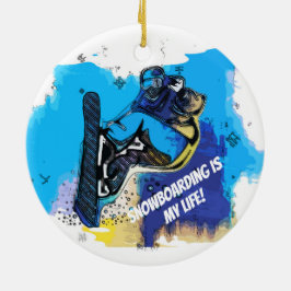Big Air springt! - Snowboardspoel Keramisch Ornament