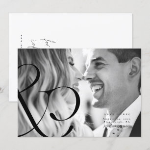 Big Ampersand Black Whit Save the Date Photo Card Kaart