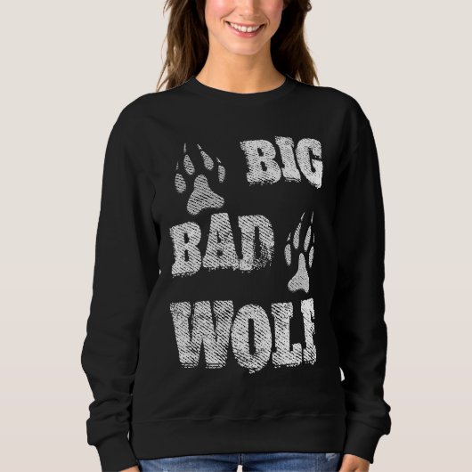 BIG and evil wolf disstressed paw print Trui (Voorkant)