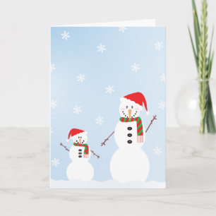 Big and Little Snowman Merry Kerstmis Kaart