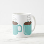 Big Aqua Blue Green Coffee Mok Patroon (Voorkant rechts)