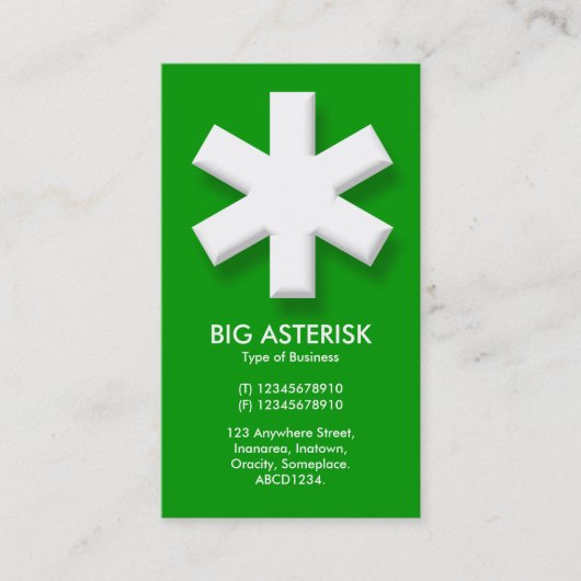 Big Asterisk - Groen (009900) Visitekaartje (Voorkant)