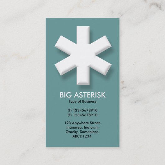 Big Asterisk - Turquoise Gray (669999) Visitekaartje (Voorkant)