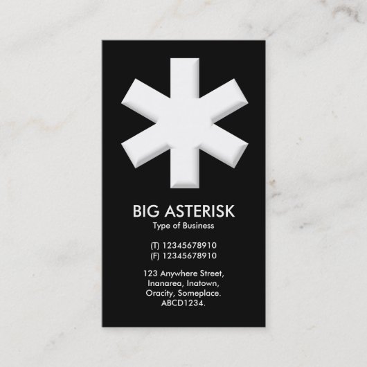 Big Asterisk - zwart Visitekaartje (Voorkant)