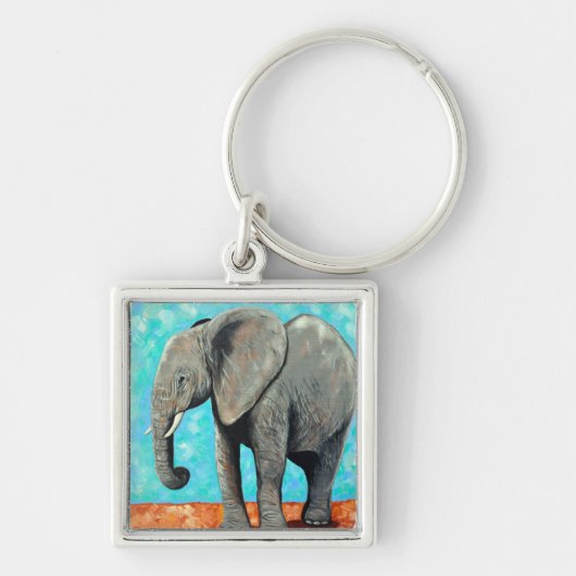 Big Baby Elephant Painting Sleutelhanger (Voorkant)