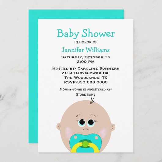 Big Baby Face Baby shower Invitation (Devant / Derrière)