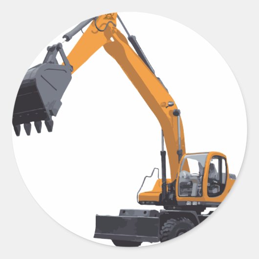 Big Bagger Excavator Ronde Sticker (Voorkant)