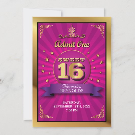 Big Bash Pink Sweet 16 Invitation (Devant)