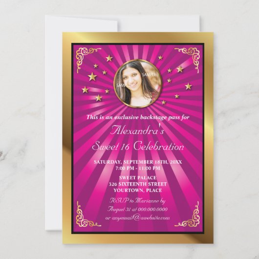 Big Bash Pink Sweet 16 Invitation (Dos)