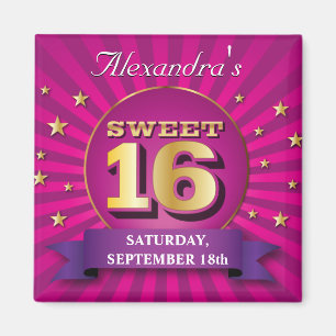 Big Bash Pink Sweet 16 Party Magnet Magneet