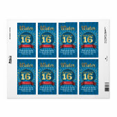 Big Bash Sweet 16 Étiquette bouteille d'eau (Feuille entière)