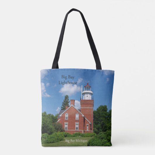 Big Bay Lighthouse over de hele canvas tas (Achterkant)