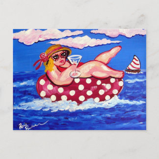 Big Beach Diva Martini Relaxing Post Card Briefkaart