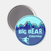 Big Bear California aimant de ski bleu turquoise (Recto/Verso)