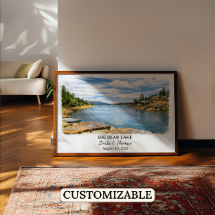 Big Bear Lake California Poster, Aquarel Poster