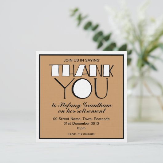 Big Bedankt voor de uitnodiging tot vervroeging (Staand voorkant)