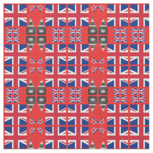 Big Ben, British Flag fabric trendy Verenigd Konin Stof