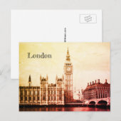 Big Ben Clock & London, Westminster /  Verenigd Ko Briefkaart (Voorkant / Achterkant)
