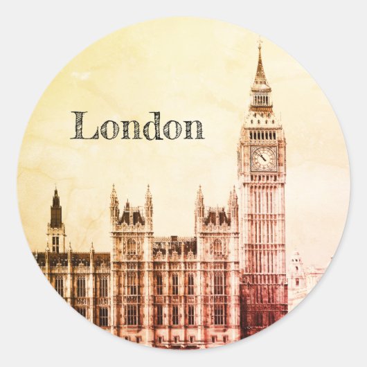 Big Ben Clock & London, Westminster /  Verenigd Ko Ronde Sticker (Voorkant)