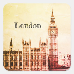 Big Ben Clock & London, Westminster /  Verenigd Ko Vierkante Sticker