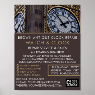 Big Ben Clock Tower, Horoloog Adverteren Poster