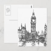 Big Ben dans la carte postale de Londres (Devant / Derrière)