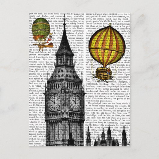 Big Ben en Hot Air-ballonnen Briefkaart (Voorkant)